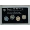 Image 2 : Quarters of the 20th Century. 4 Canadian 25 Cents including Silver George V, George VI & Elizabeth, 