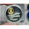 Image 2 : 1992 $20 Curtiss JN4. Plane called the Canuck. Sterling Silver with 24-karat gold plated Cameo. Proo