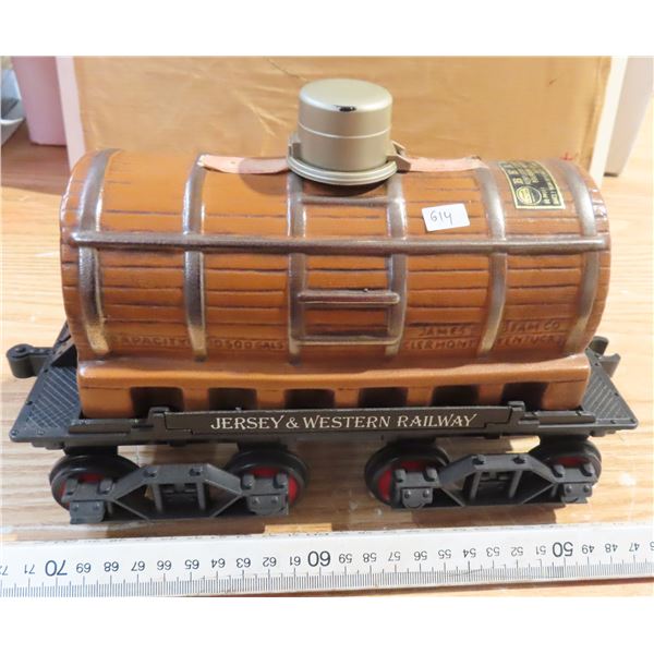 jim beam tank car decanter jersay and western railroad railway new jersey-empty