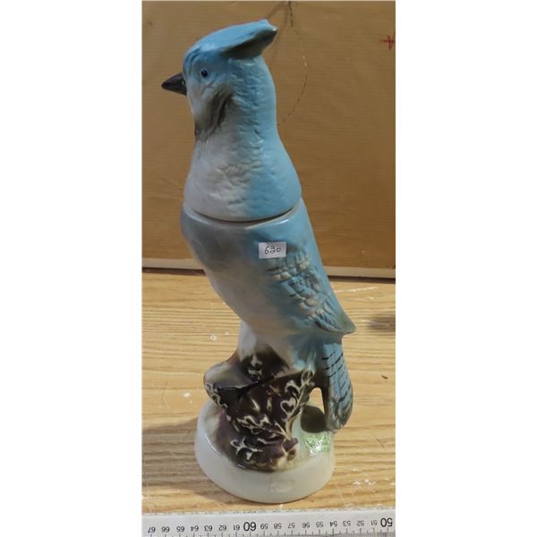 jim beam blue jay empty whisky decanter bird bottle vintage 1969