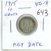 Image 1 : 1915 Canadian silver 10 cent coin - Key Date