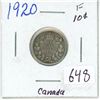 Image 1 : 1920 Canadian silver 10 cent coin