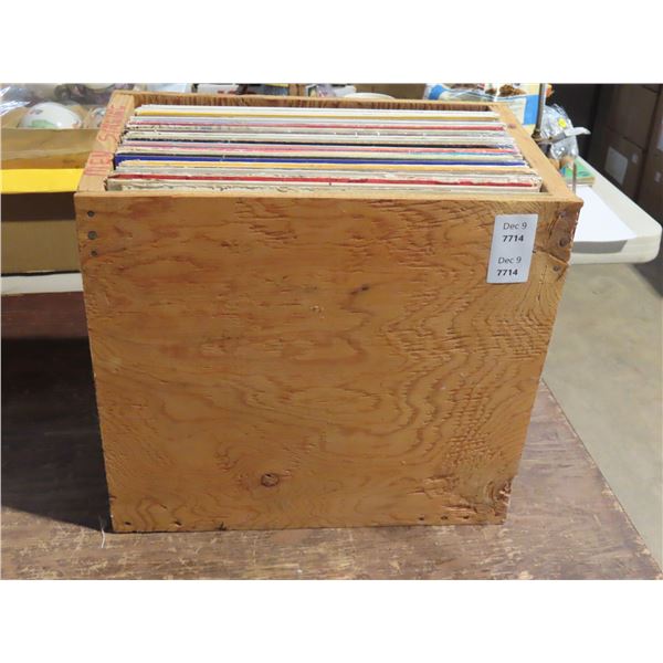 Wooden Rack Filled with Approximatley 40 Records