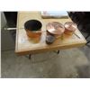 Image 1 : 3 Copper Pots with Metal Measuring Cup