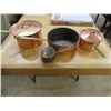 Image 3 : 3 Copper Pots with Metal Measuring Cup