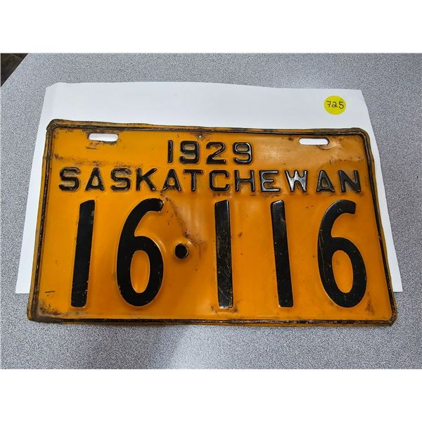 Wow! Saskatchewan 1929 license plate:  16 - 116