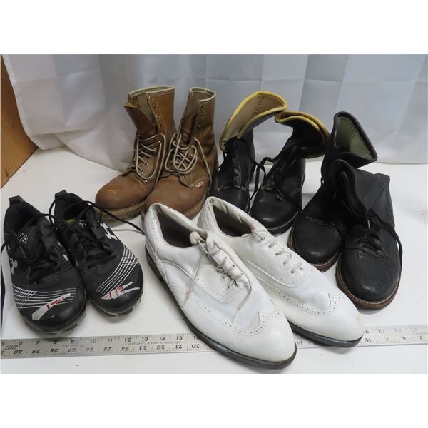 Shoe lot two new pairs of boots work boots shoes and cleated soccer shoes