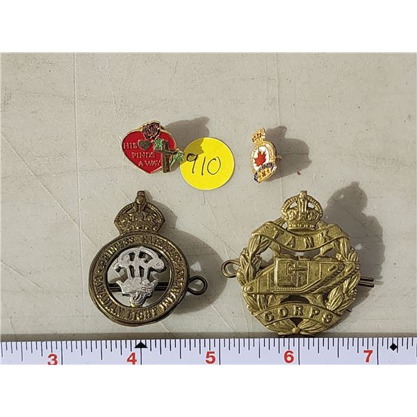 Canadian light infantry & Tank corps medals - Plus 2 pins