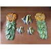 Image 1 : Chalkware items - sunflower and fish