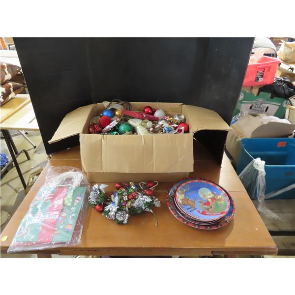 Christmas items - bags, paper plates, decorations, etc.