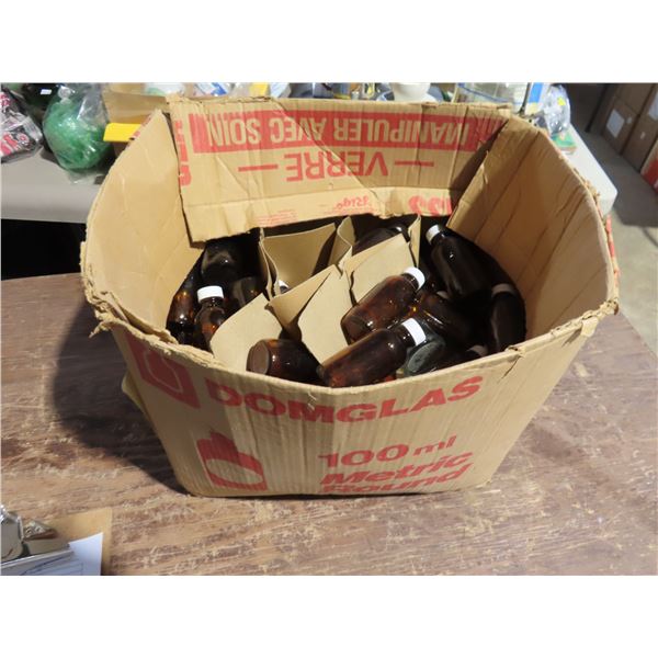 lot of 100ml brown bottles with lids