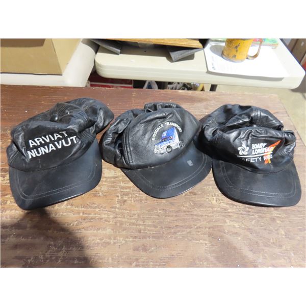 3 leather hats