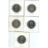 Image 2 : Set of 5 - 1968-69, 1973-74 & 1979 Canadian 50 cent coins