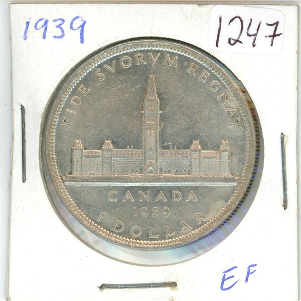 1939 Canadian silver "Parliament" 1 dollar coin