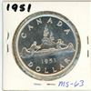 Image 2 : 1951 Canadian silver voyageur 1 dollar coin