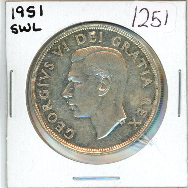 1951 SWL, Canadian silver voyageur 1 dollar coin