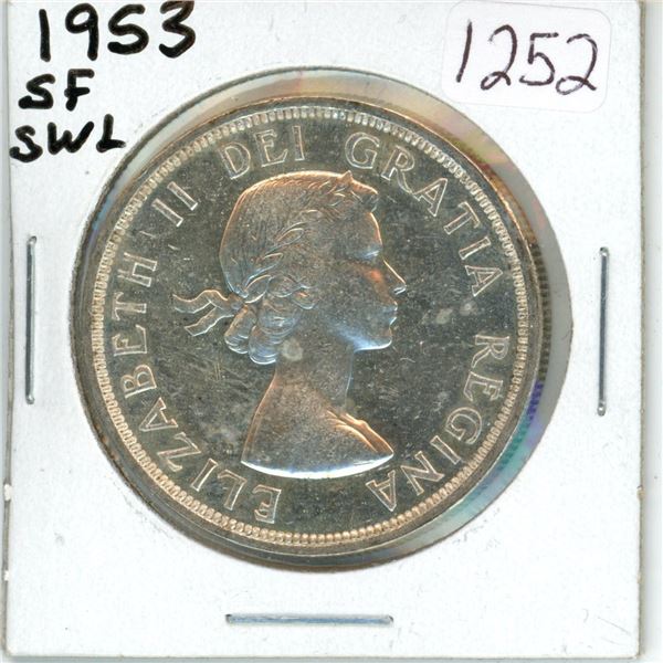 1953 SF SWL, Canadian silver voyageur 1 dollar coin