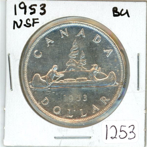 1953 NSF, Canadian silver voyageur 1 dollar coin