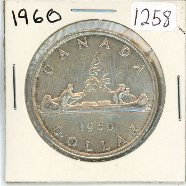 1960 Canadian silver voyageur 1 dollar coin