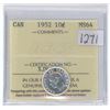 Image 1 : 1952 Canadian graded silver 10 cent coin - ICCS - MS64