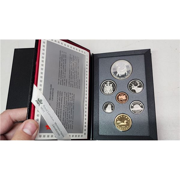 1988 Canadian double dollar 7 coin proof set - Ironworks silver dollar - in case