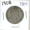 Image 1 : 1908 Canadian silver, 50 cent coin