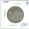 Image 1 : 1939 Canadian silver, 50 cent coin