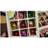 Image 3 : 3 Boxes of vintage glass Christmas ornaments and a box of hangers