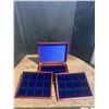 Image 3 : Trio de Luxe wooden boxes with Mahogany finish 3 trays holds 36 coins 66mmx66mm