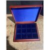 Image 4 : Trio de Luxe wooden boxes with Mahogany finish 3 trays holds 36 coins 66mmx66mm