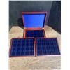 Image 2 : Trio de Luxe wooden boxes with Mahogany finish 3 trays holds 60 coins 50mmx50mm