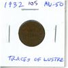 Image 1 : 1932 Canadian Small Cent. George V. AU-50 with Traces of Lustre.