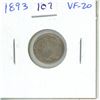 Image 1 : 1893 Canadian Victorian Silver 5 Cents. VF-20.
