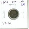 Image 1 : 1900 Canadian Victorian Silver 5 Cents. Oval Zeros Variety. VF-20.