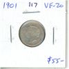 Image 1 : 1901 Canadian Victorian Silver 10 Cents. The last issue of Queen Victoria. VF-20.