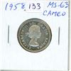 Image 1 : 1958 Canadian Silver 25 Cents. MS-63 with Cameo.
