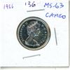 Image 1 : 1966 Canadian Silver 25 Cents. MS-63 with Cameo. Bright White.