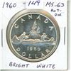 Image 1 : 1960 Canadian Silver Dollar. MS-63. Rotated Die. Bright White.