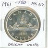 Image 1 : 1961 Canadian Silver Dollar. MS-63. Bright White.