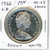 Image 1 : 1966 Large Beads Canadian Silver Dollar. MS-63 with Cameo. Bright White.