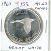 Image 1 : 1967 Canadian Silver Dollar. MS-63 with Cameo. Bright White.