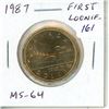 Image 1 : 1987 Loonie Dollar. The very first Loonie. MS-64 from an original Royal Canadian Mint roll.