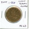 Image 1 : 2004 Loon & Olympic Flames Loonie Dollar. MS-63 from an original Royal Canadian Mint roll.