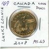 Image 1 : 2008 Loon Dance Loonie Dollar. Olympic symbols. MS-63 from an original Royal Canadian Mint roll.