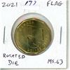 Image 1 : 2021 Flag Loonie Dollar. Rotated Die. MS-63 from an original RCM roll.