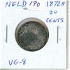 Image 1 : Newfoundland. 1872H Silver 20 Cents. Heaton Mint. Mintage of only 90,000. VG-8.
