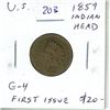 Image 1 : U.S. 1859 Indian Head Cent. The first issue. G-4.