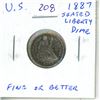 Image 1 : U.S. 1887 Seated Liberty Silver Dime. Fine or better.