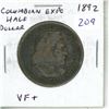 U.S. 1892 Columbian Exposition Silver Half Dollar. The first Commemorative U.S. coin. VF-30.