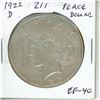 Image 1 : U.S. 1922D Peace Silver Dollar. Denver Mint. EF-40.